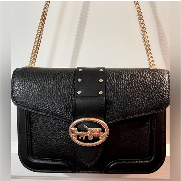 Coach Handbags - NWT Coach Georgie Black Pebbled Leather Shoulder/Crossbody with Rivets
